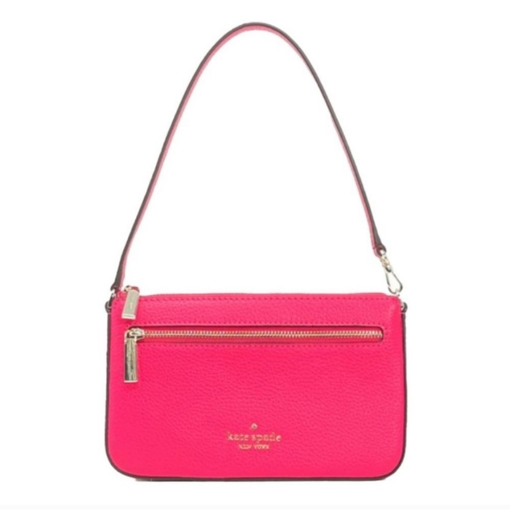 kate spade leila pebbled leather convertible bikini pink small handbag wristlet